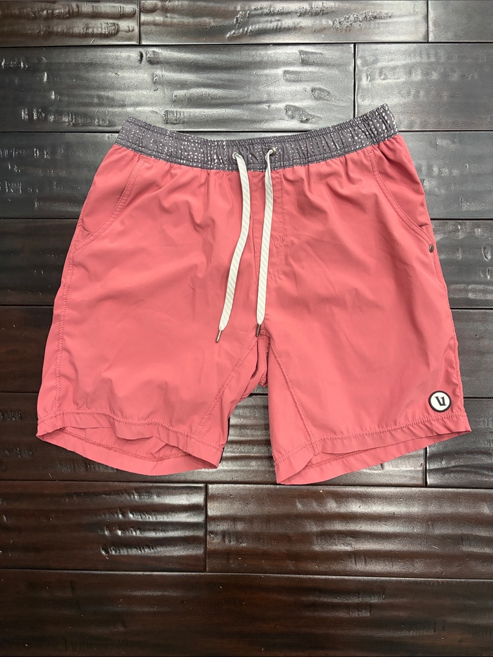 Vuori Men’s Coral Swim Trunks with Gray Waistband
